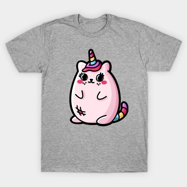 Caticorn Pink Rainbow Cat-Unicorn Kawaii Cutie T-Shirt by CyndiCarlson